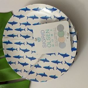 Sigrid Olsen Fish Melamine Side 4 Plates Nautical Beach Print